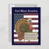 God zegene Amerika Thanksgiving Briefkaart (Voorkant / Achterkant)