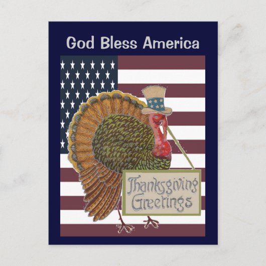 God zegene Amerika Thanksgiving Briefkaart (Voorkant)