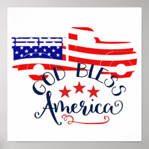 God zegene Amerika Truck Poster