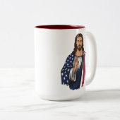 God zegene Amerika Tweekleurige Koffiemok (Voorkant rechts)