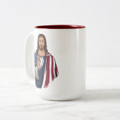 God zegene Amerika Tweekleurige Koffiemok (Voorkant links)