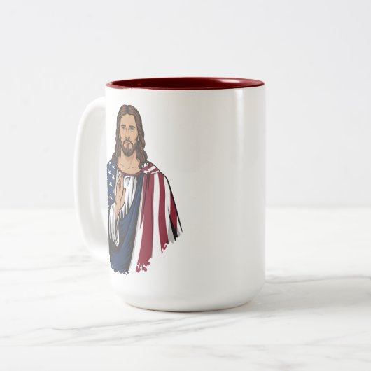 God zegene Amerika Tweekleurige Koffiemok (Voorkant links)