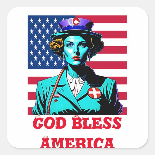  God zegene Amerika Vierkante Sticker (Voorkant)