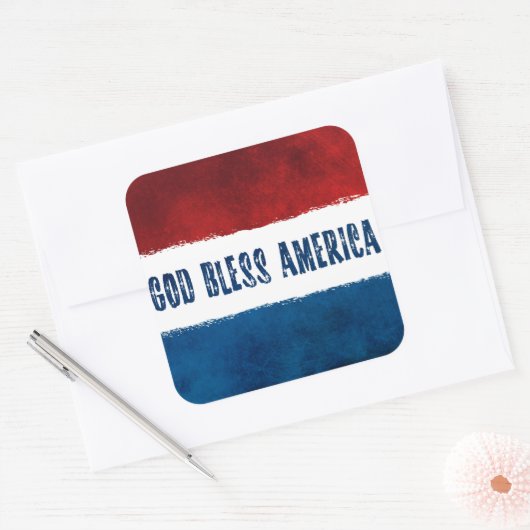 GOD ZEGENE AMERIKA Vierkante Stickers (Envelop)