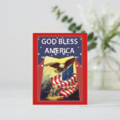 God zegene Amerika, vlag en zeearend Briefkaart (Staand voorkant)