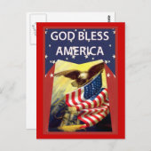 God zegene Amerika, vlag en zeearend Briefkaart (Voorkant / Achterkant)