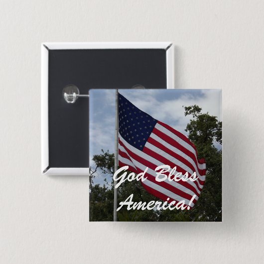 God zegene Amerika Vlag Pin Vierkante Button 5,1 Cm (Voorkant /achterkant)