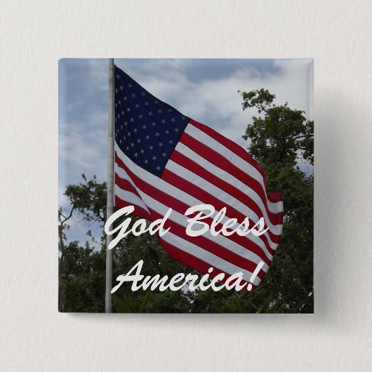 God zegene Amerika Vlag Pin Vierkante Button 5,1 Cm (Voorkant)