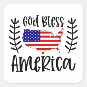 God zegene Amerika woordkunst Patriottisch Vierkante Sticker