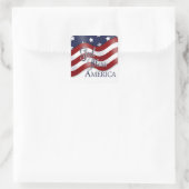 God zegene Amerika zwaaiende vlag Vierkante Sticker (Tas)
