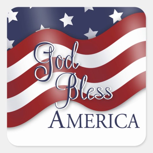 God zegene Amerika zwaaiende vlag Vierkante Sticker (Voorkant)