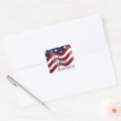 God zegene Amerika zwaaiende vlag Vierkante Sticker (Envelop)