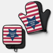 God zegene Amerikaan rood wit en blauw Ovenwant & Pannenlap Set (Voorkant / Achterkant)