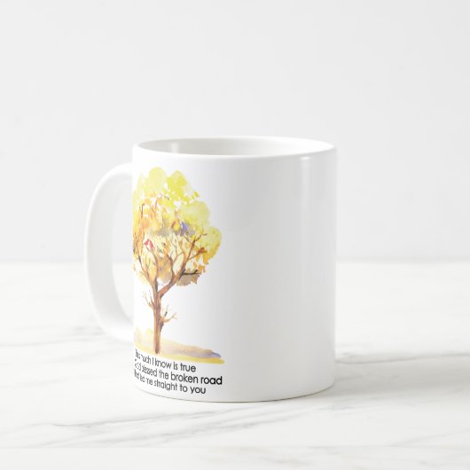 God zegene de gebroken weg koffiemok (Voorkant links)
