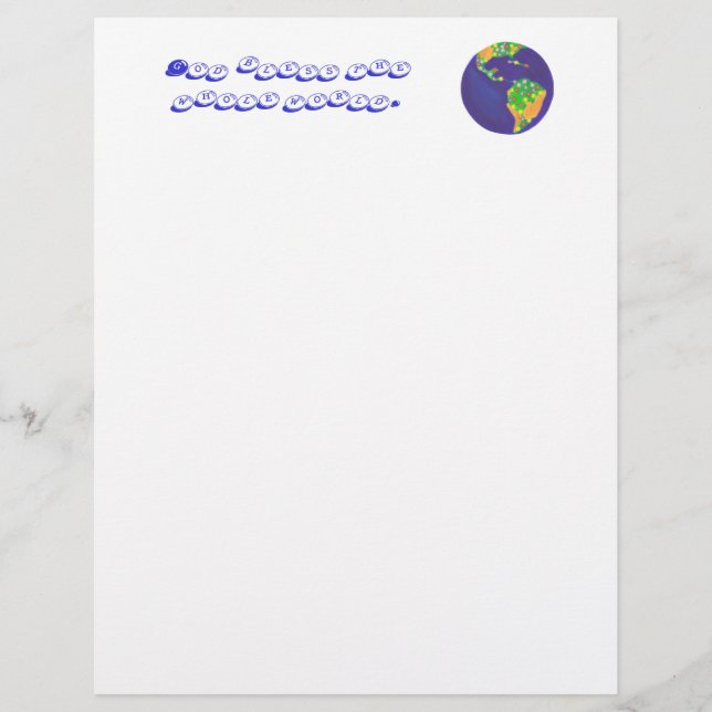 God zegene de hele wereld, spiritueel briefhoofd (Voorkant)