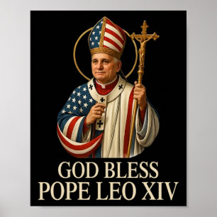 God zegene de nieuwe paus Leo XIV Katholieke Kerk Poster