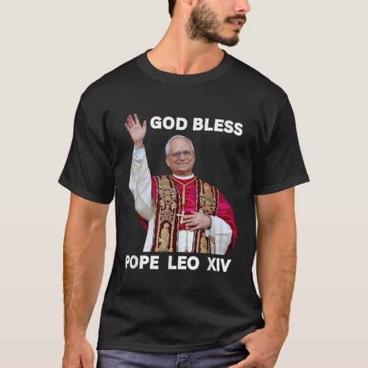 God zegene de nieuwe paus Leo XIV Katholieke Kerk T-shirt (Voorkant)