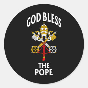 God zegene de Paus Vaticaans Kruis Katholiek Gebed Ronde Sticker