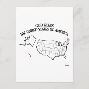 GOD ZEGENE DE VERENIGDE STATEN VAN AMERIKA omtrek Briefkaart