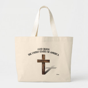 GOD ZEGENE DE VERENIGDE STATEN VAN AMERIKA ruwe kr Grote Tote Bag