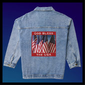 God zegene de VS Amerikaanse vlaggen rood wit blau Denim Jacket