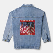 God zegene de VS Amerikaanse vlaggen rood wit blau Denim Jacket (Achterkant)