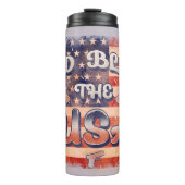 God zegene de VS Vlag juli 4 Onafhankelijkheidsdag Thermosbeker (Voorkant)