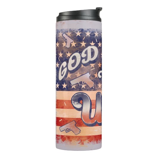 God zegene de VS Vlag juli 4 Onafhankelijkheidsdag Thermosbeker (Gedraaid links)
