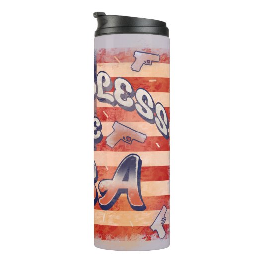 God zegene de VS Vlag juli 4 Onafhankelijkheidsdag Thermosbeker (Geroteerd rechts)