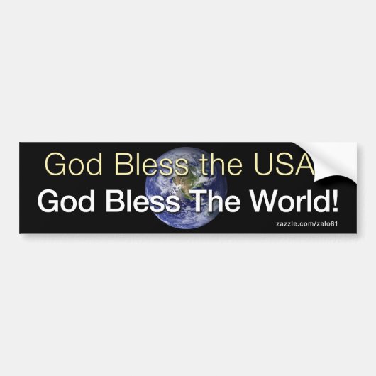 God zegene de wereld bumpersticker (Voorkant)