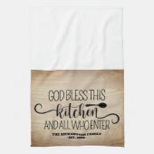 God zegene deze keuken familienaam theedoek (Verticaal)