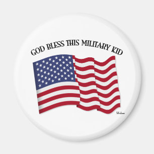 GOD ZEGENE DEZE MILITAIRE KIND met de vlag van de Magneet
