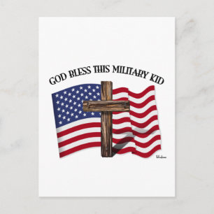 GOD ZEGENE DEZE MILITAIRE KIND ruwe kruis & VS vla Briefkaart