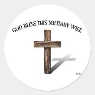 GOD ZEGENE DEZE MILITAIRE VROUW met robuust kruis Ronde Sticker