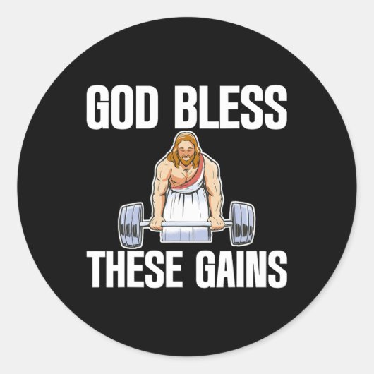 God zegene deze winsten spier bodybuilding ------- ronde sticker (Voorkant)