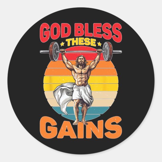 God zegene deze winsten spieropbouw - ronde sticker (Voorkant)