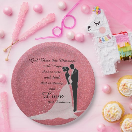 God zegene dit huwelijk papieren bordje (Feest)