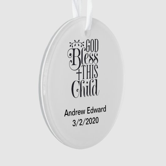 God zegene dit kind Christelijk doopsel Ornament (voorkant)