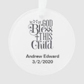 God zegene dit kind Christelijk doopsel Ornament (voorkant)