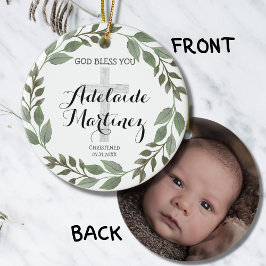 God zegene doop groen botanisch keramisch ornament