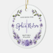 God zegene doopmeisje paarse bloemen keramisch ornament (Links)