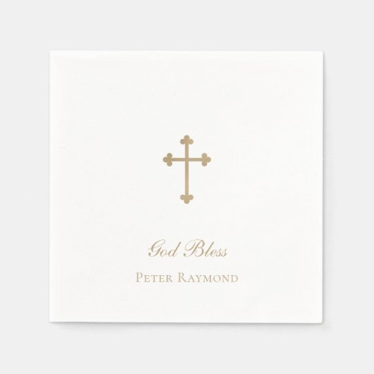 God zegene Gold Cross Boy doop Servet (Voorkant)