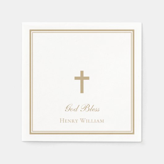 God zegene Gold Cross Boy doop Servet (Voorkant)