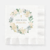 God zegene groen goud bloemenkrans meisje doop servet (Voorkant)