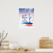God zegene het Amerikaanse Vrijheidsbeeld, Amerika Poster (Keuken)