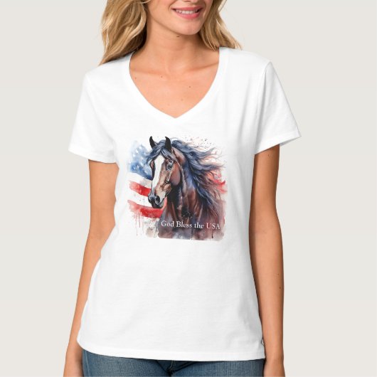 God zegene het patriottische paard van de VS T-shirt (Voorkant)
