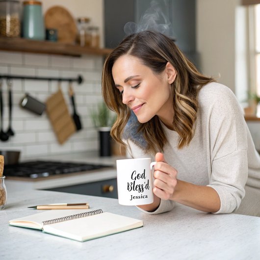 God zegene Inspirerend zin Witte typografie Koffiemok