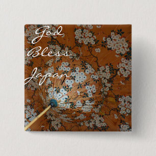God zegene Japan Vierkante Button 5,1 Cm