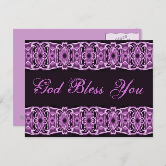 God zegene je paars zwart briefkaart (Voorkant / Achterkant)