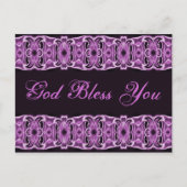 God zegene je paars zwart briefkaart (Voorkant)